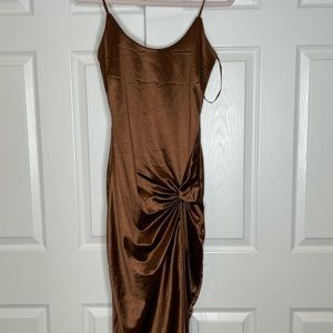Satin high slit dress
